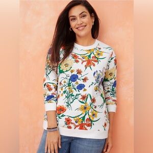 Talbots Crewneck Long Sleeve Sweatshirt Botanical Print Size 1X